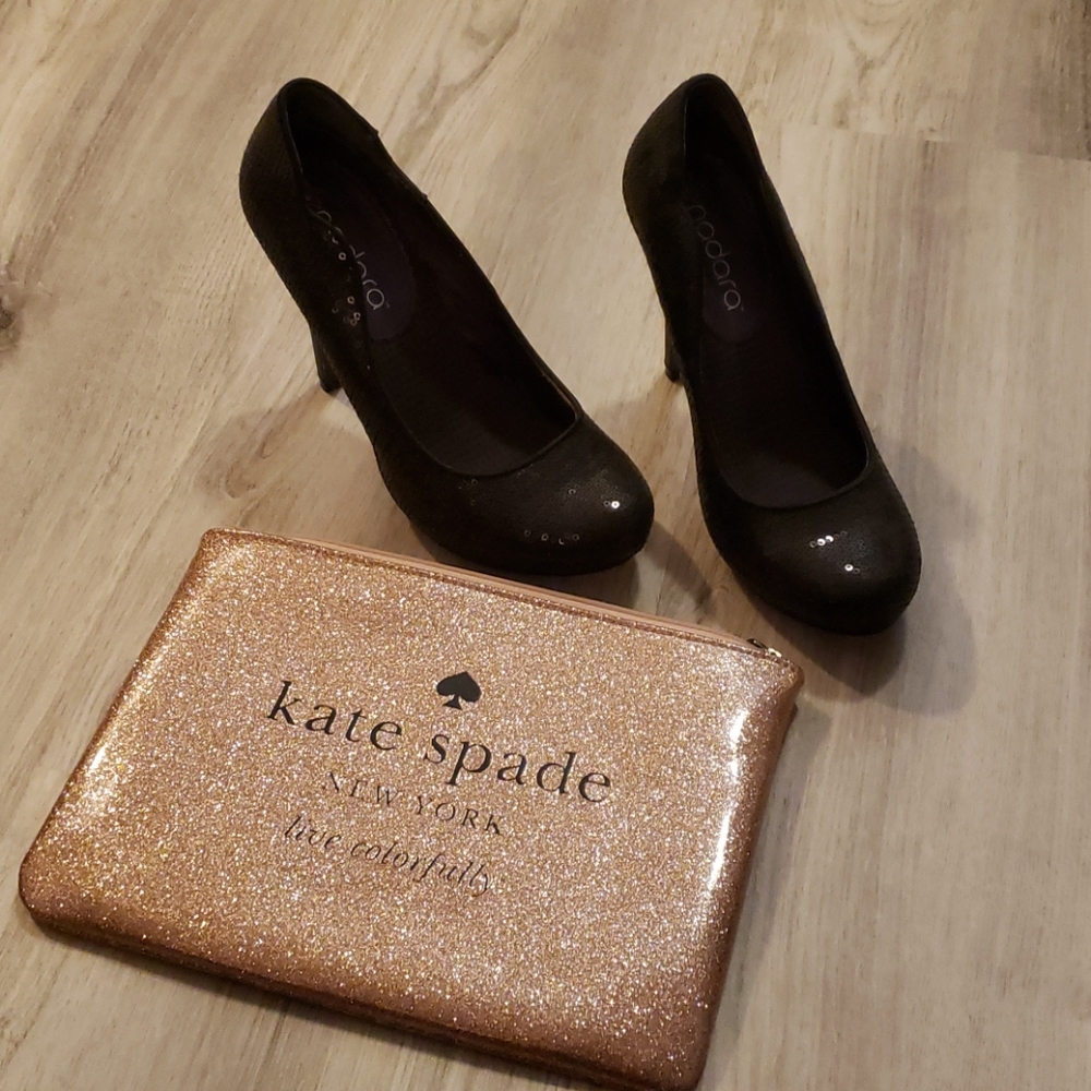 SOLD...Black Sequin Vintage Heels